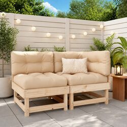 Corner Sofa with Cushions Solid Pine Wood Outdoor Garden Patio Sectional Seating