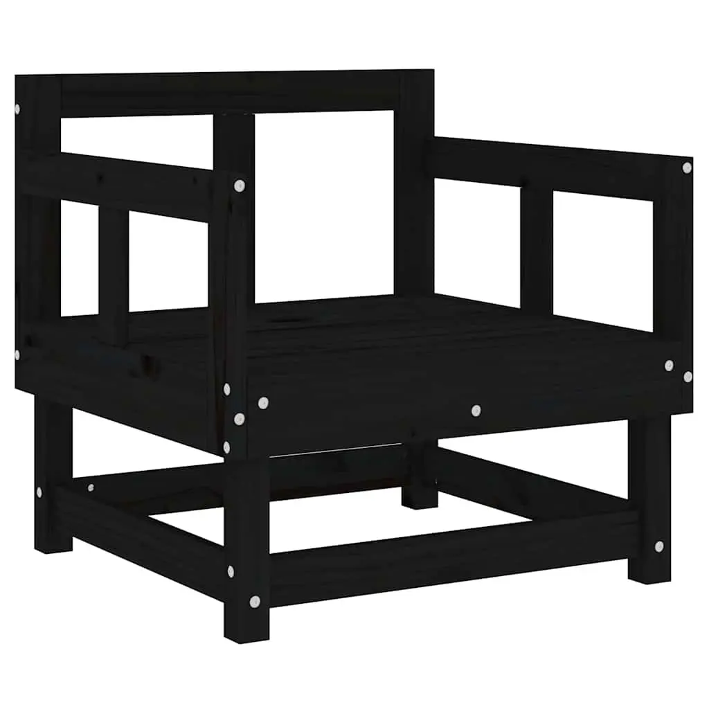 Garden Chairs with Cushions 2 pcs Black Solid Pine Wood Outdoor Seating Patio Lounge Set
