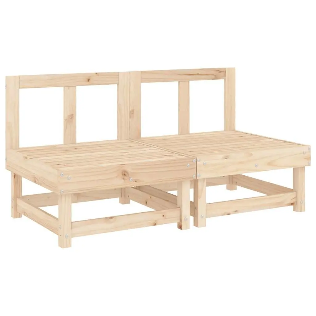 Outdoor Middle Sofas with Cushions 2 pcs Solid Pine Wood Brown