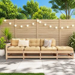 Garden Lounge Set 4 Piece Outdoor Sectional Sofa Solid Pine Wood Patio Furniture