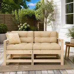 Garden Chair with Cushions Solid Pine Wood Outdoor Patio Seating Slatted Design