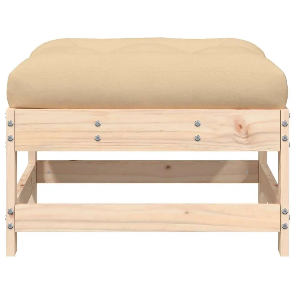 Garden Footstools Wooden with Cushions 2pcs Outdoor Seating Brown