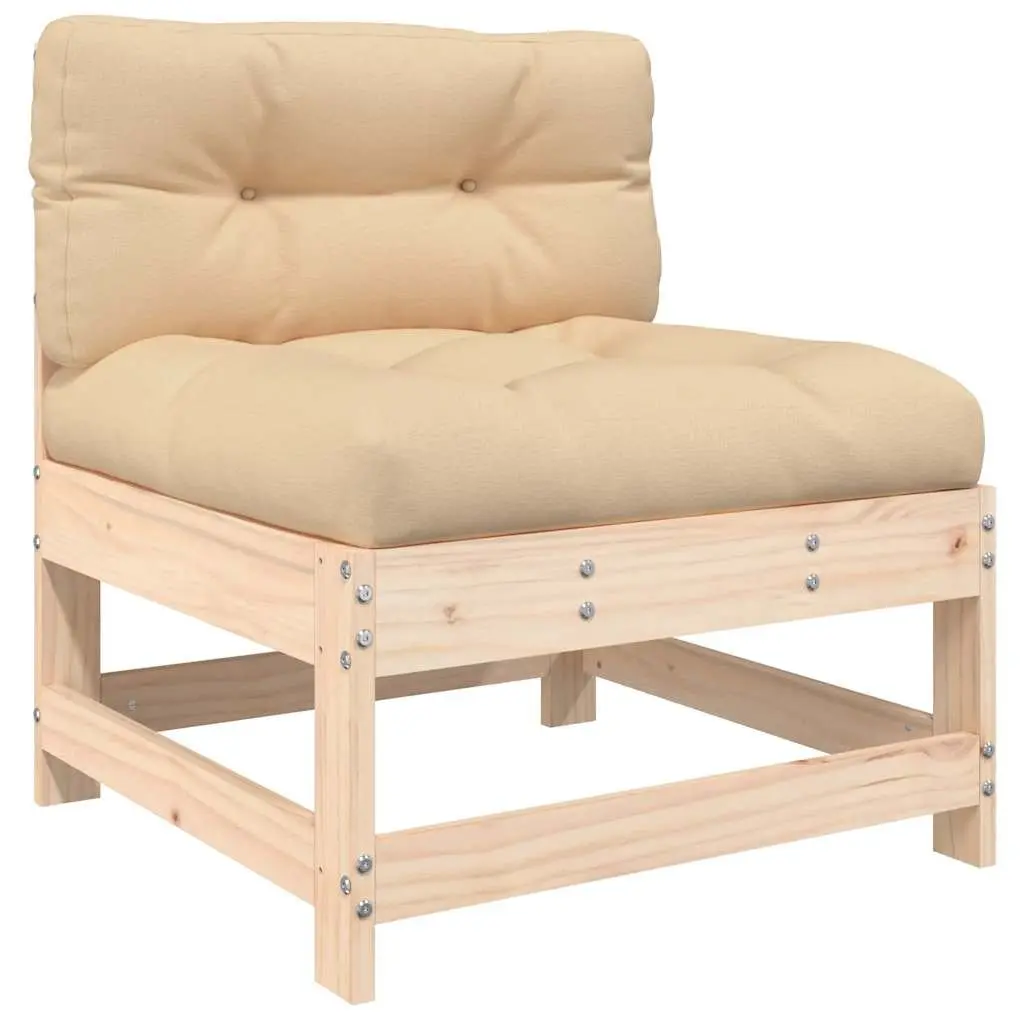 3 Piece Garden Lounge Set Solid Wood Outdoor Sectional Sofa with Cushions Brown