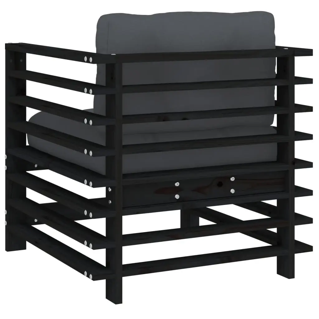 Outdoor Garden Chairs with Cushions 2 pcs Black Wood