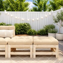 Outdoor Garden Footstools with Cushions 2 Pieces Wood Patio Seating