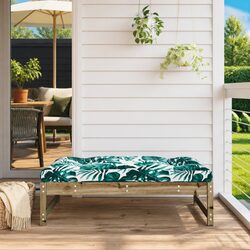 Garden Footstool Outdoor Seating Patio Sectional Unit Brown Wooden Frame Cushion