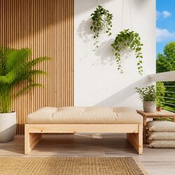 Garden Footstool Outdoor Slatted Design Solid Wood Pine Brown Patio Furniture