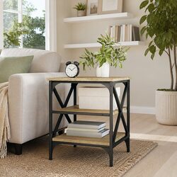 End Table Side Table Brown Accent Living Room Storage Engineered Wood 40x42x50cm