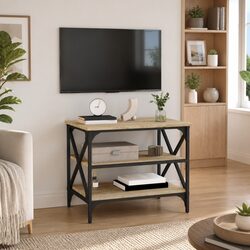 TV Cabinet Engineered Wood Industrial Style Storage Unit End Table Brown