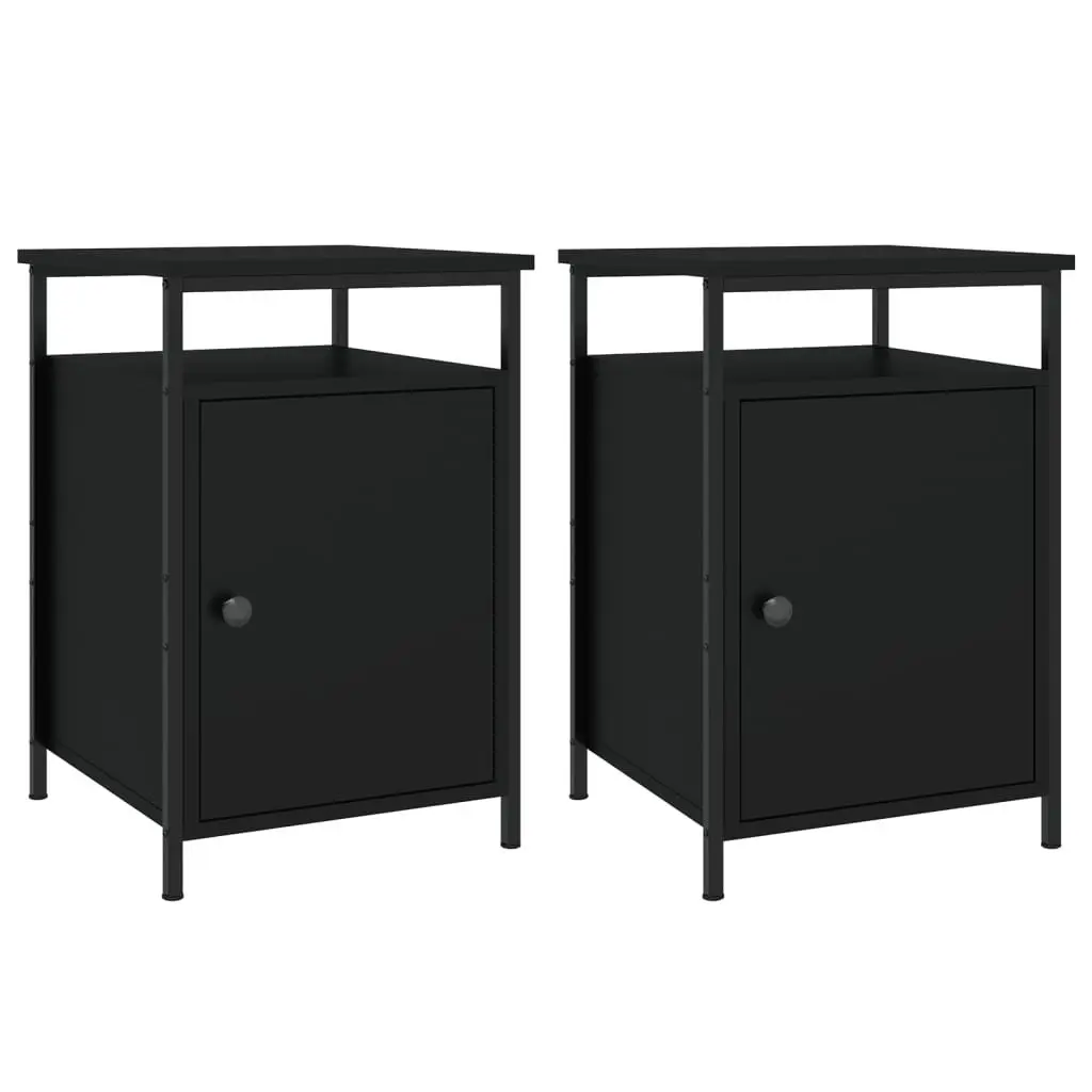Bedside Cabinets 2 pcs Black Storage Compact Organiser