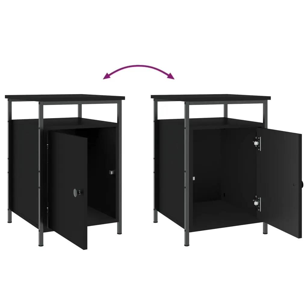 Bedside Cabinets 2 pcs Black Storage Compact Organiser