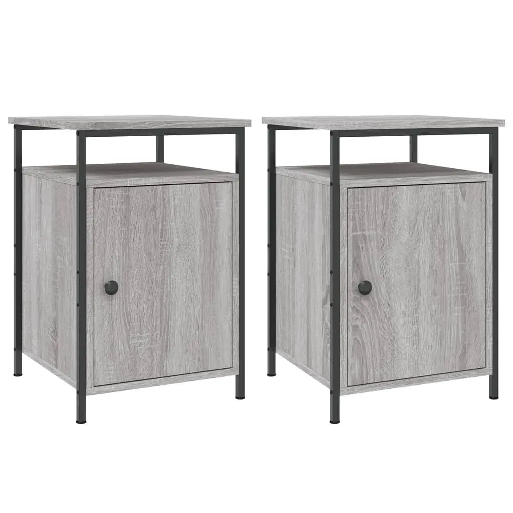 Bedside Cabinets 2 pcs Engineered Wood Storage Grey Sonoma