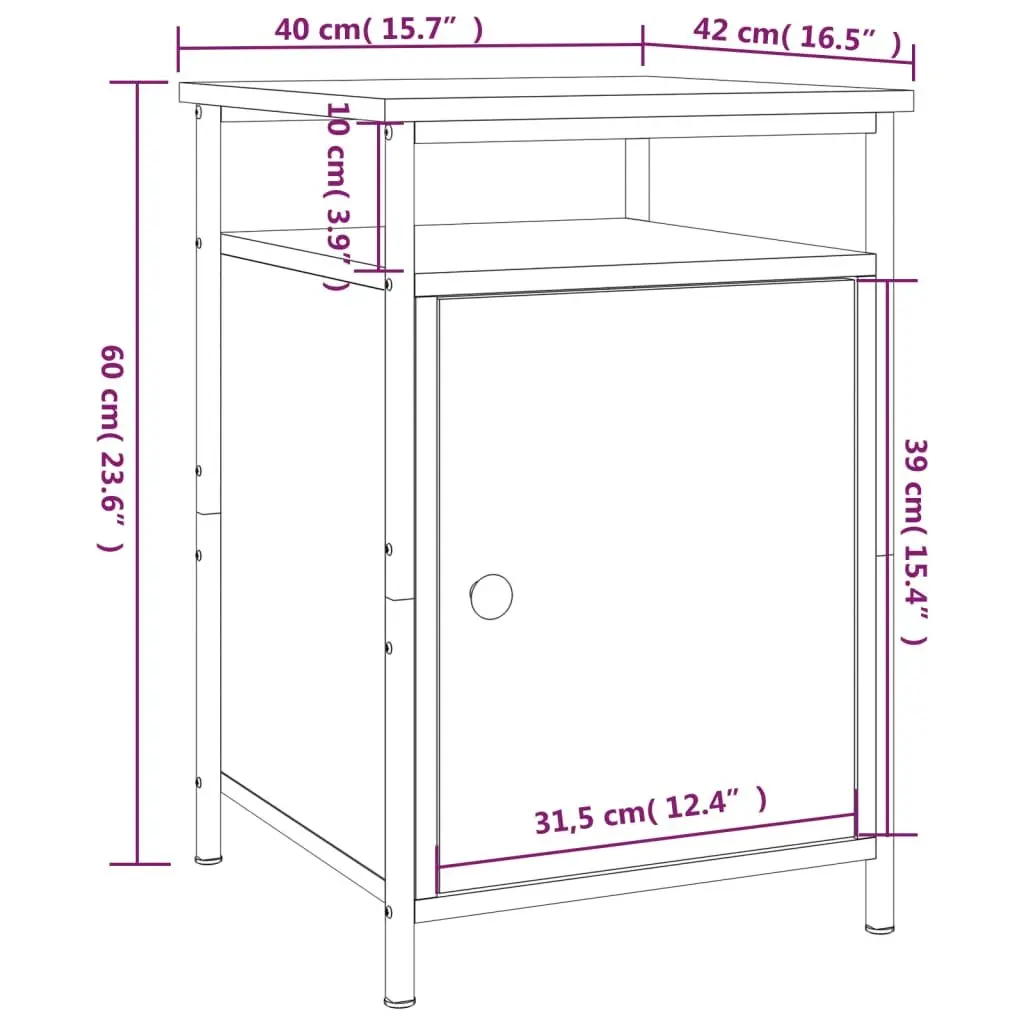Bedside Cabinets 2 pcs Engineered Wood Storage Grey Sonoma