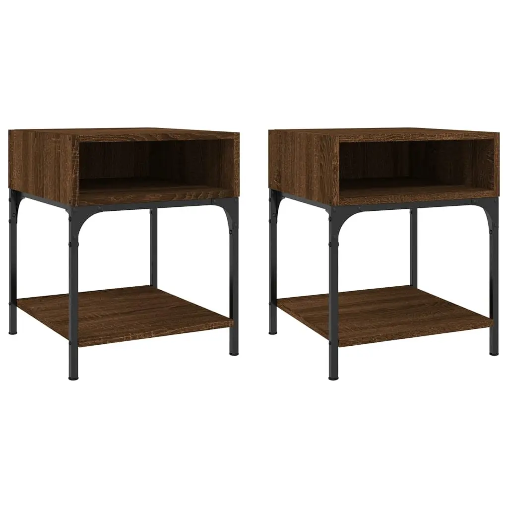 Bedside Tables 2 pcs Engineered Wood Brown Oak 40x41x50 cm Nightstand Storage Cabinet