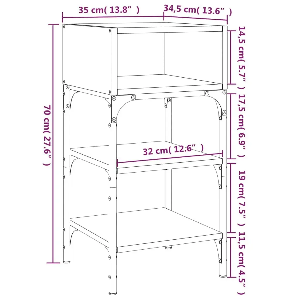 Bedside Tables 2 pcs Engineered Wood Grey Sonoma 35x34.5x70 cm Nightstand
