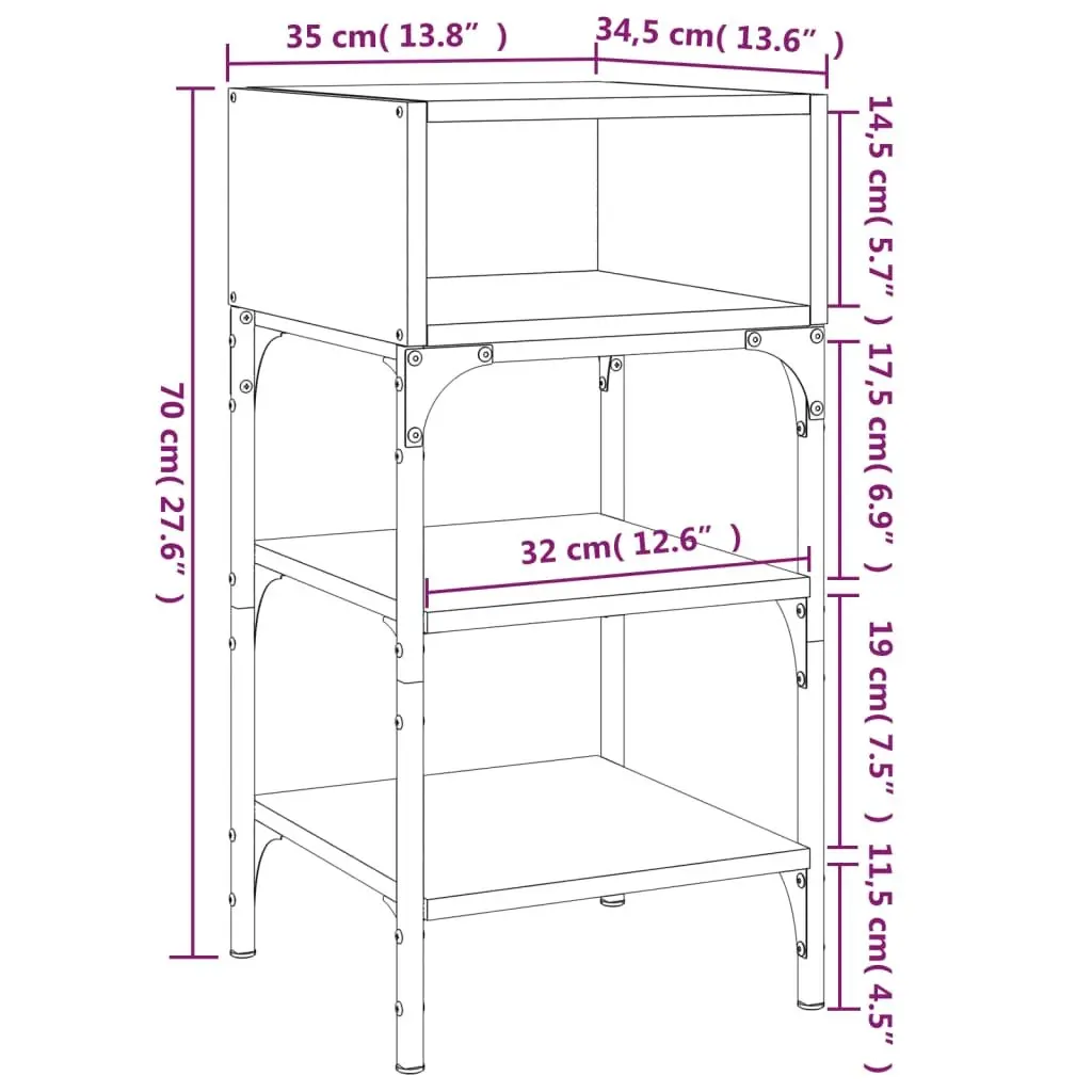 Bedside Tables 2 pcs Engineered Wood Brown Oak 35x34.5x70 cm