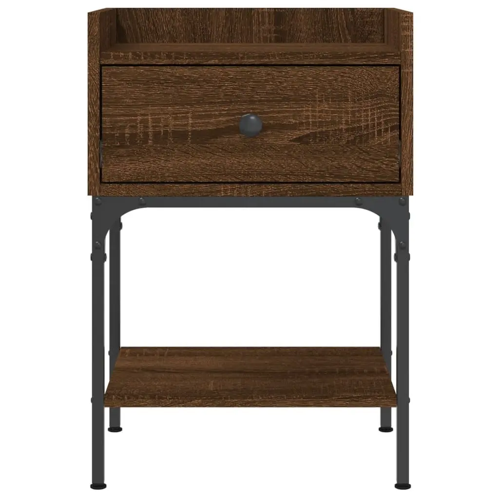 Bedside Tables Engineered Wood Storage Cabinet Set 2 pcs Brown Oak