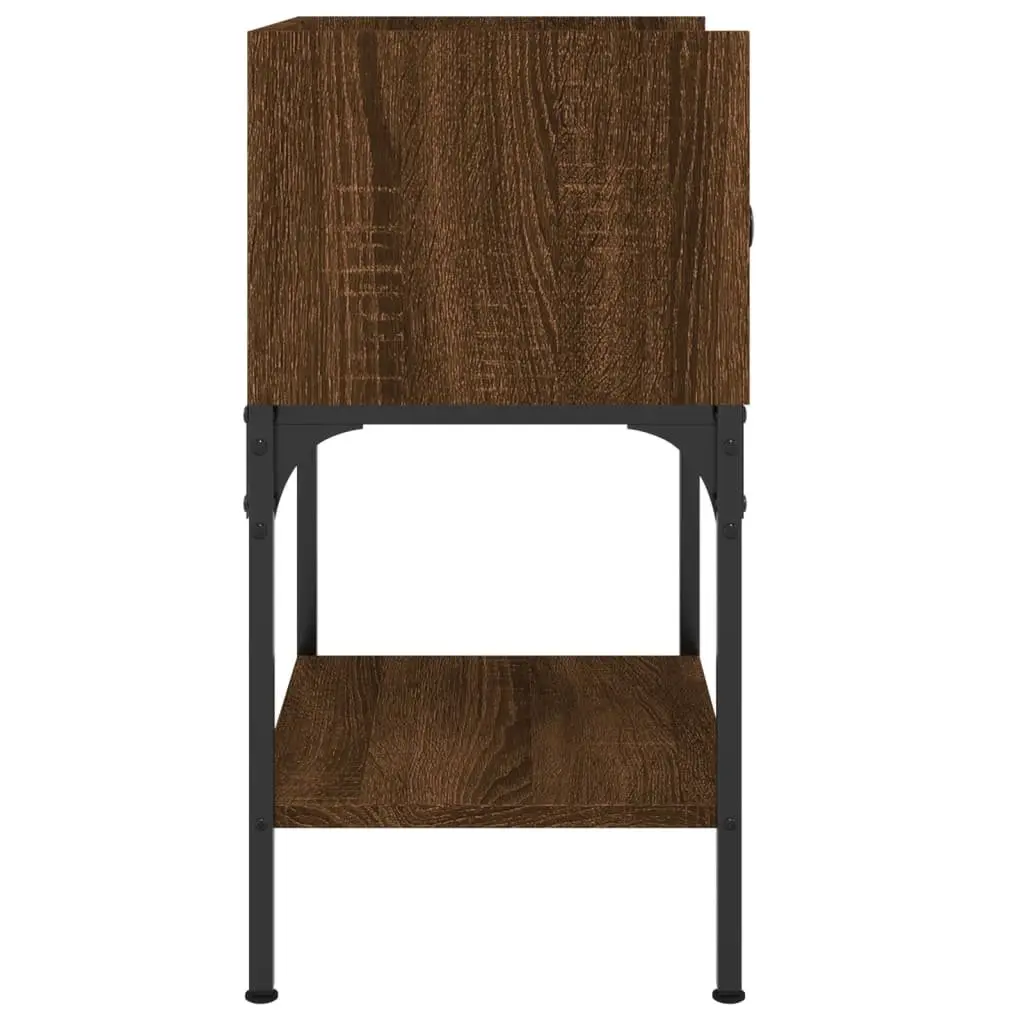 Bedside Tables Engineered Wood Storage Cabinet Set 2 pcs Brown Oak