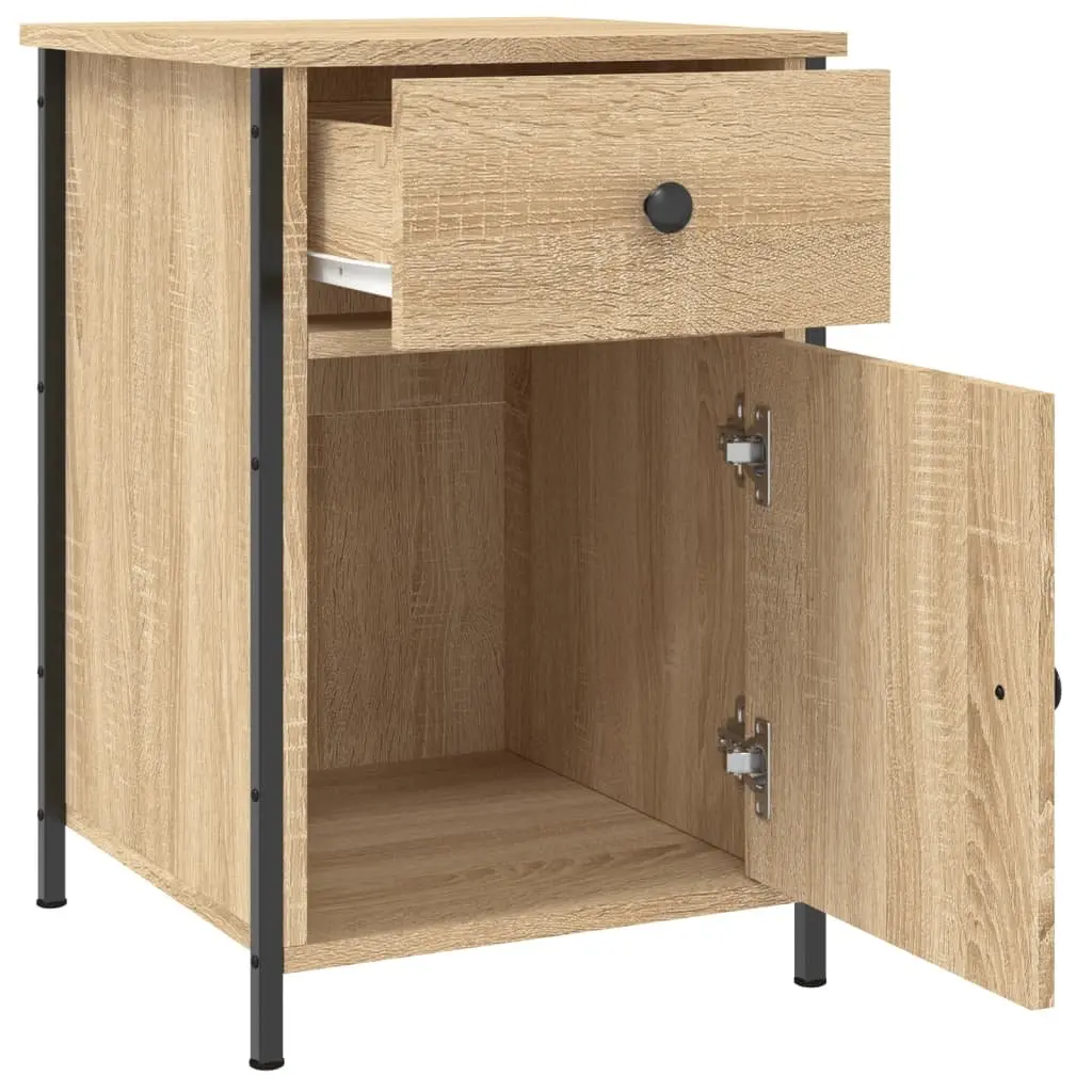 Bedside Cabinet Nightstand Storage Organiser 2 Piece Brown Engineered Wood