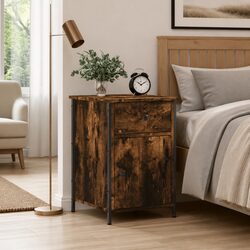 Bedside Cabinet Brown Engineered Wood Nightstand Storage Organizer 40x42x60 cm
