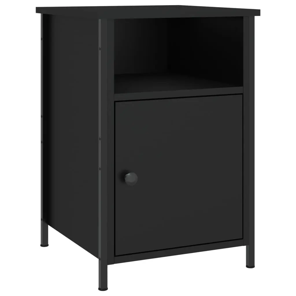 Bedside Cabinet Storage Nightstand Table Engineered Wood Black 40x42x60 cm