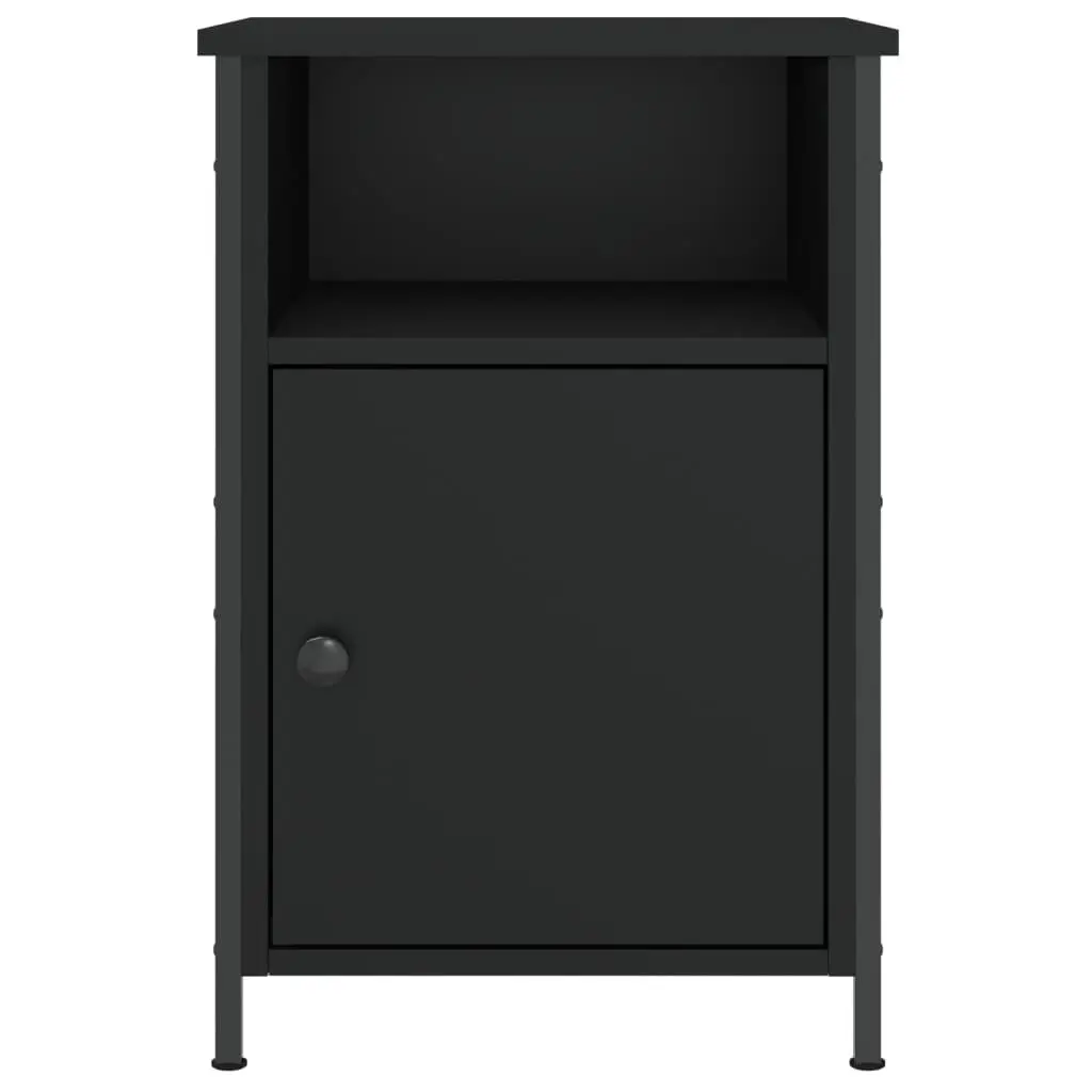 Bedside Cabinet Storage Nightstand Table Engineered Wood Black 40x42x60 cm