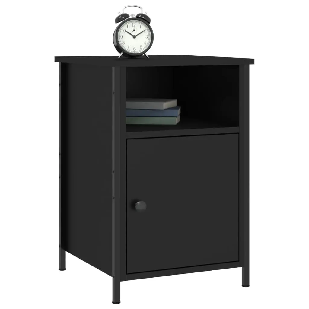 Bedside Cabinet Storage Nightstand Table Engineered Wood Black 40x42x60 cm