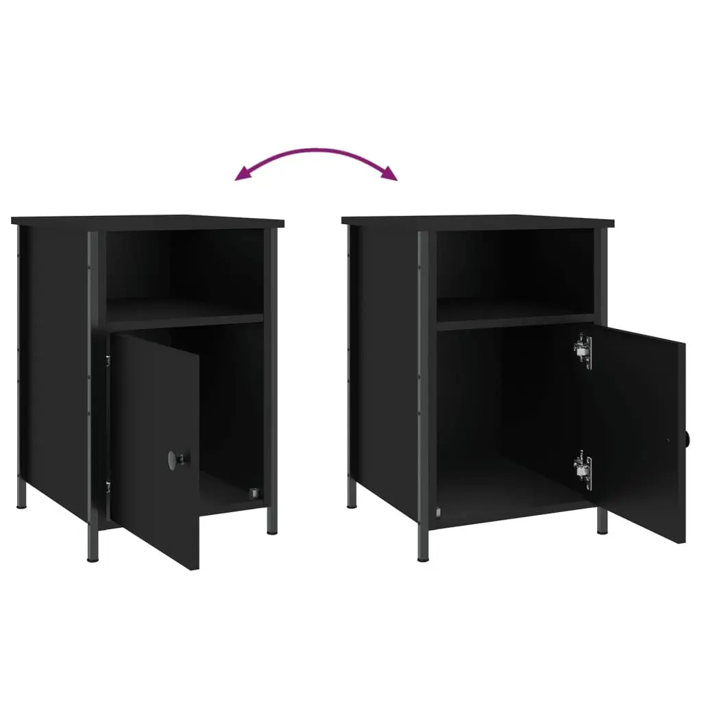 Bedside Cabinet Storage Nightstand Table Engineered Wood Black 40x42x60 cm