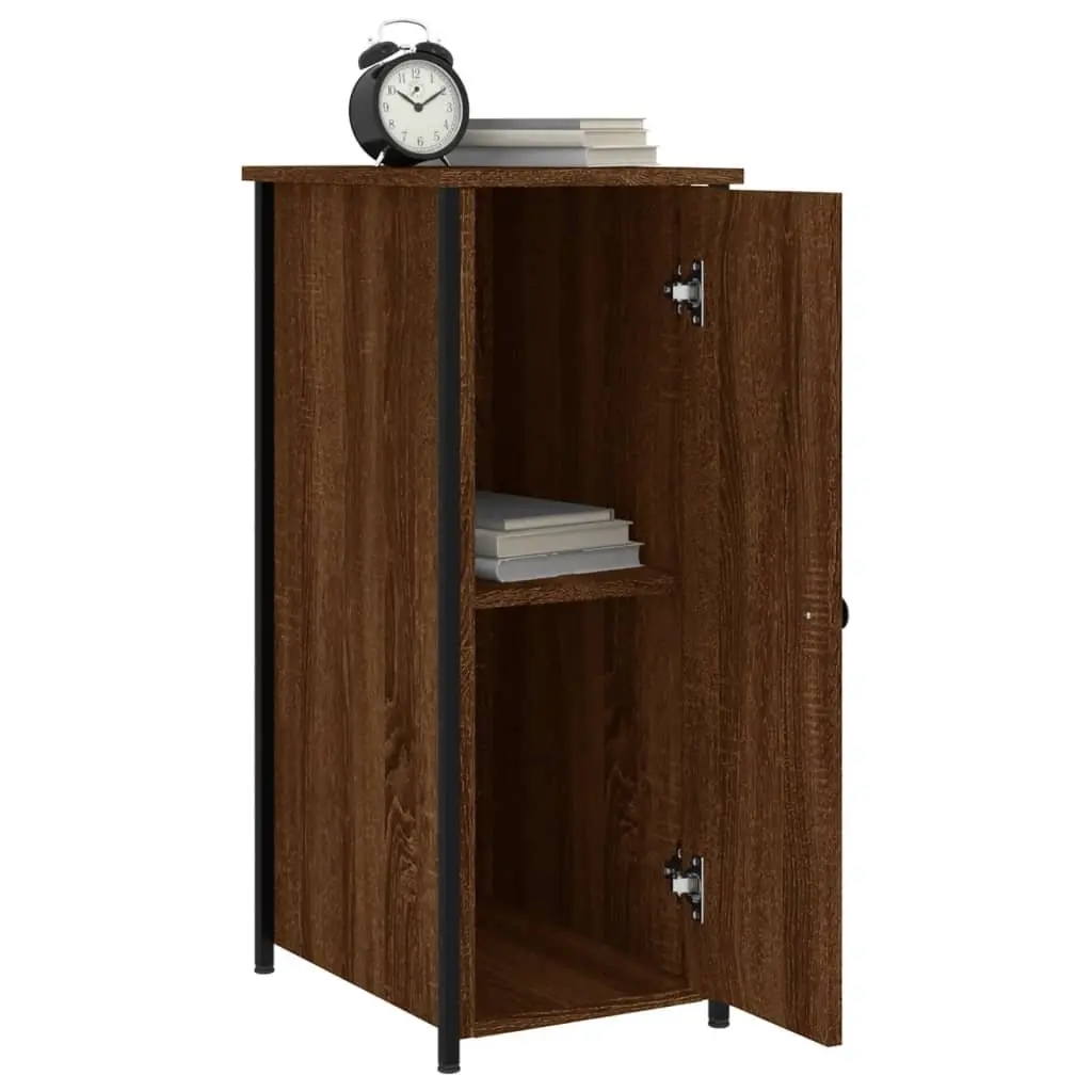 Bedside Cabinet Industrial Style Engineered Wood Brown Oak 32x42x80cm
