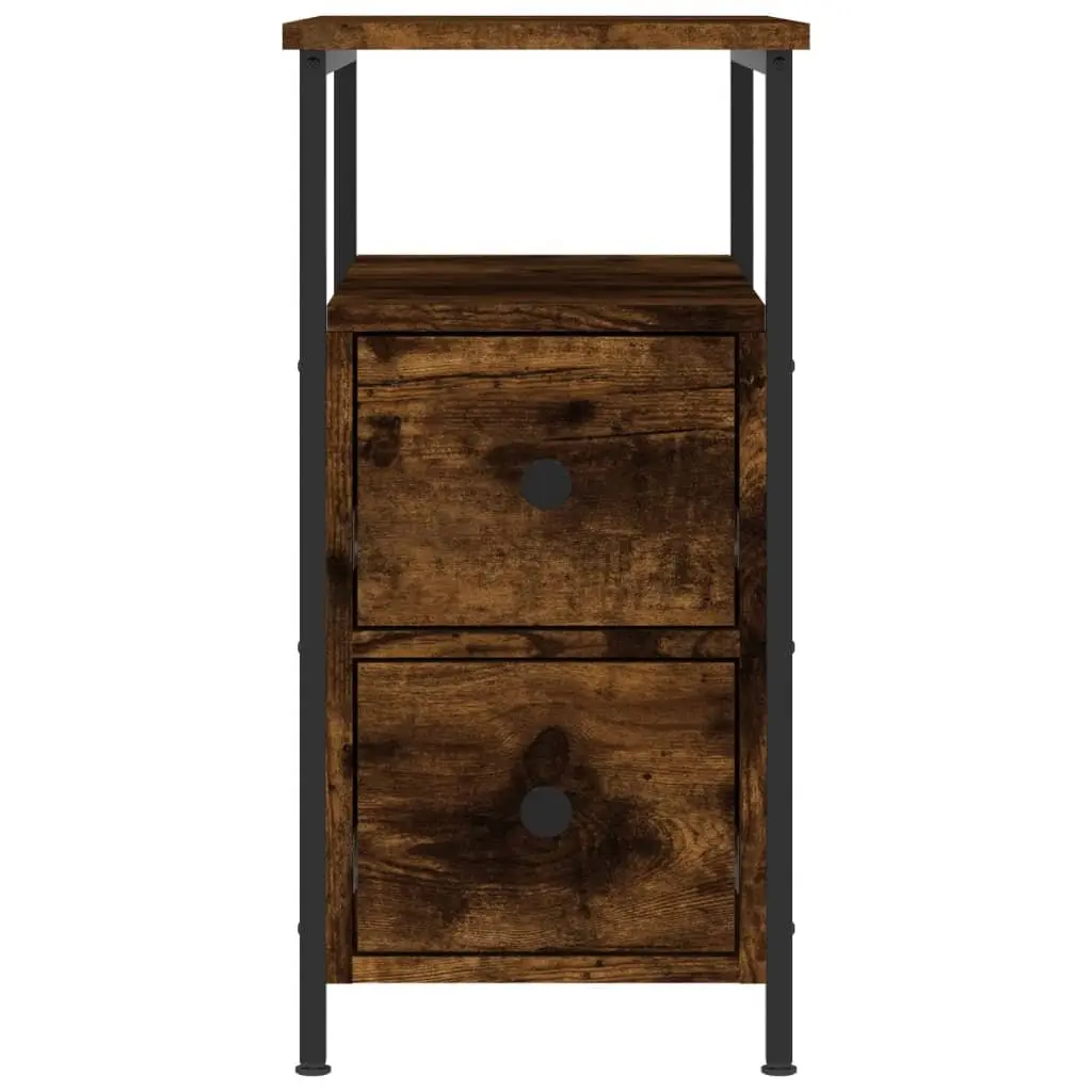 Bedside Cabinets 2 pcs Smoked Oak Engineered Wood Storage 30x60x60 cm