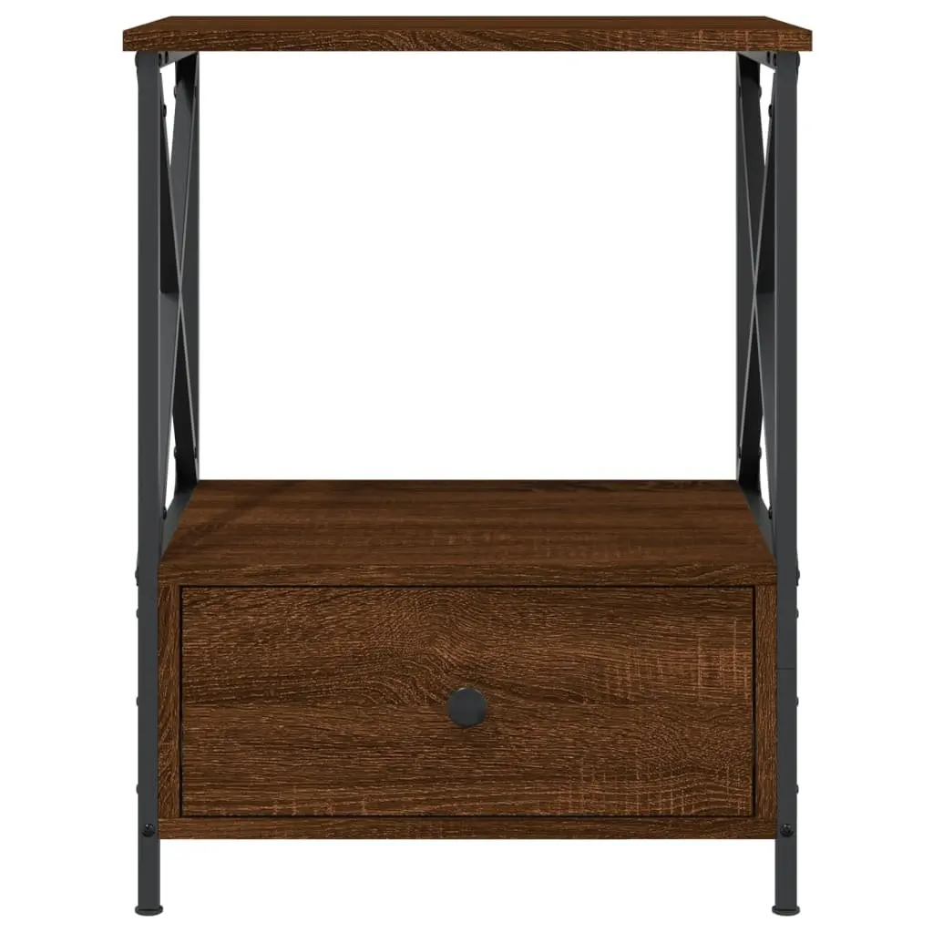 Bedside Tables Industrial Style Storage Brown 2 Piece Set