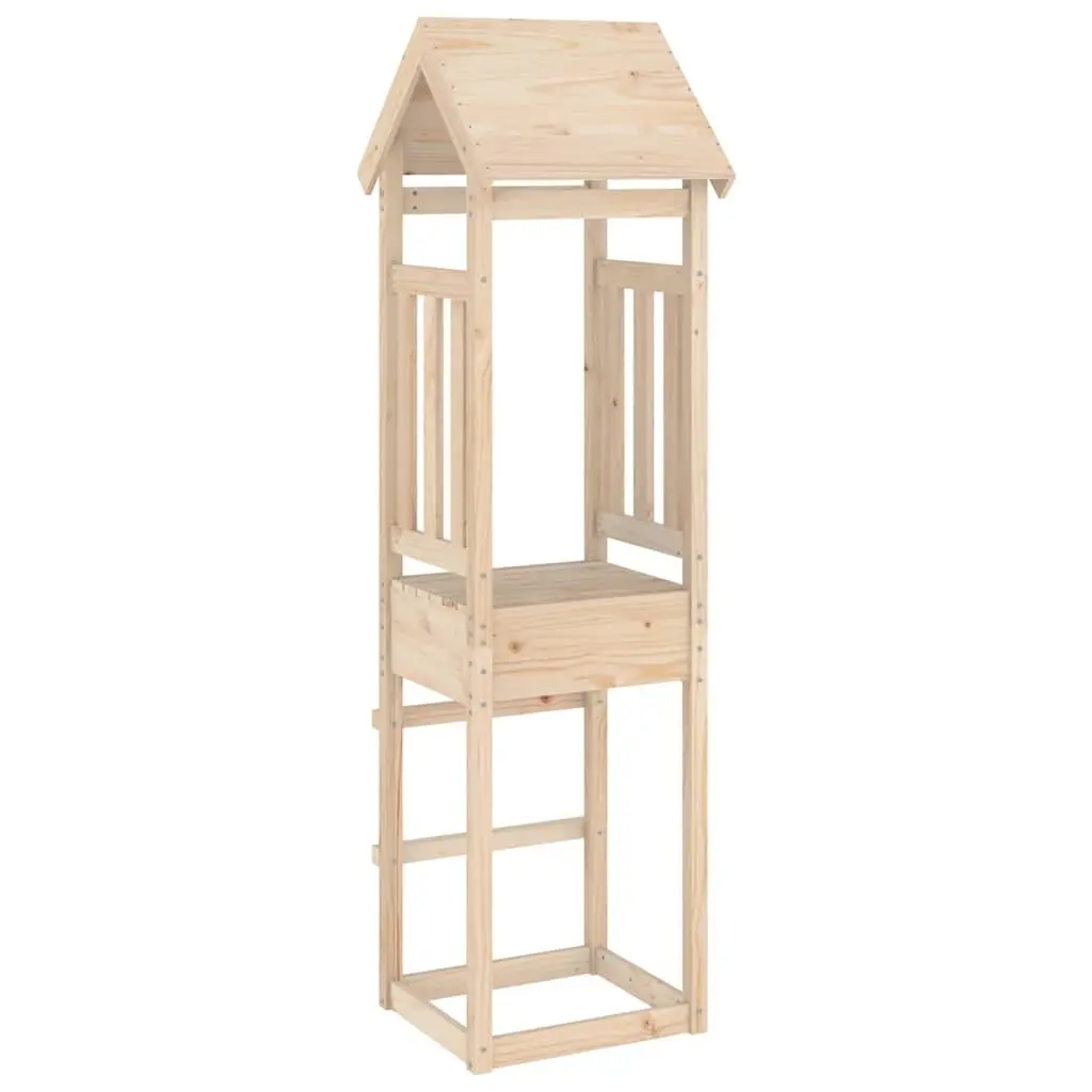 Wooden Play Tower Solid Pine 52.5x46.5x206.5cm Brown Outdoor Garden Playhouse