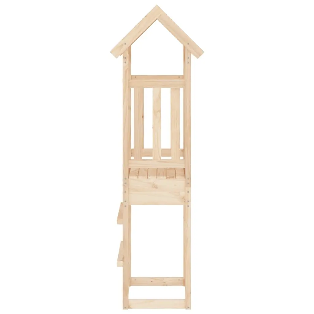 Wooden Play Tower Solid Pine 52.5x46.5x206.5cm Brown Outdoor Garden Playhouse