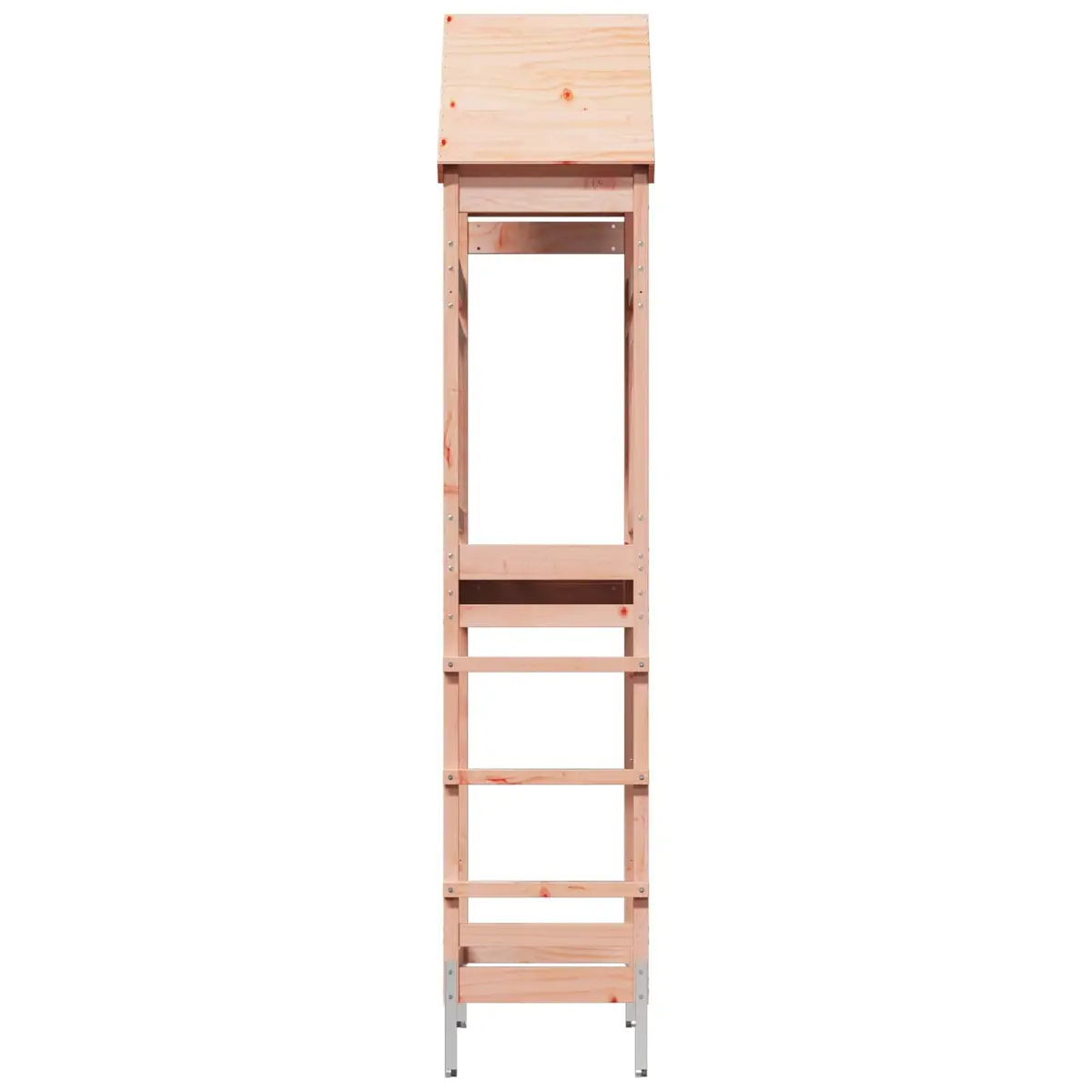 Wooden Play Tower Outdoor Climbing Structure Natural Wood 53 x 85 x 264 cm
