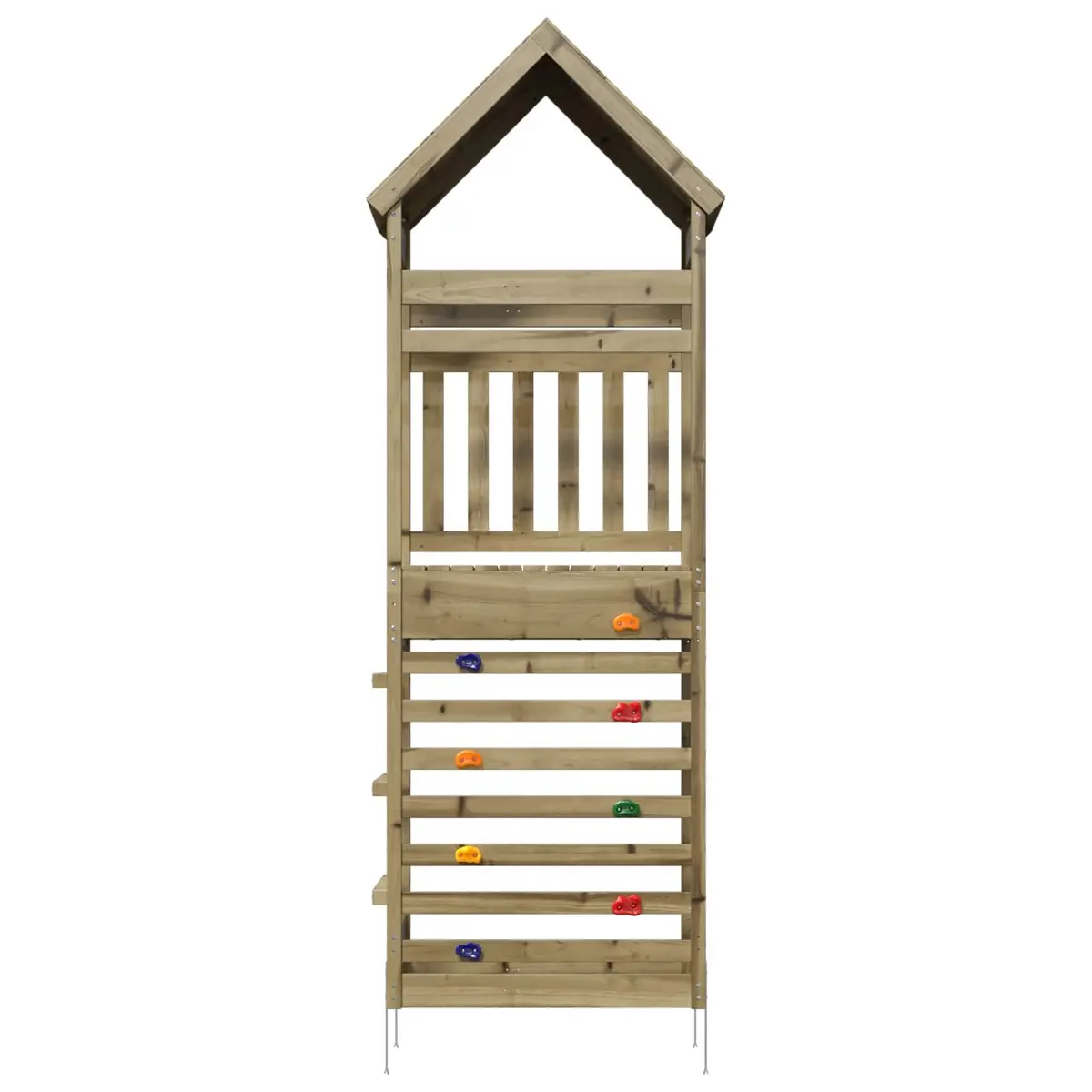 Outdoor Play Tower Solid Wood Climbing Slide Brown