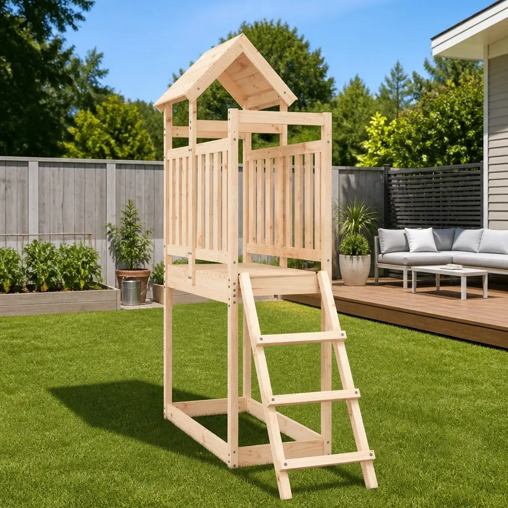 Wooden Outdoor Playset Solid Pine Wood 53x110x214 cm Brown Garden Equipment