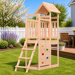 Outdoor Playset Wooden Climbing Frame Rock Wall Ladder Garden Play Equipment