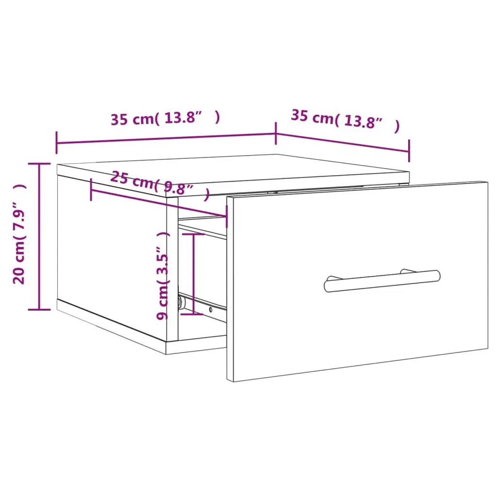 Wall-mounted Bedside Cabinet White Floating Nightstand Storage Organizer