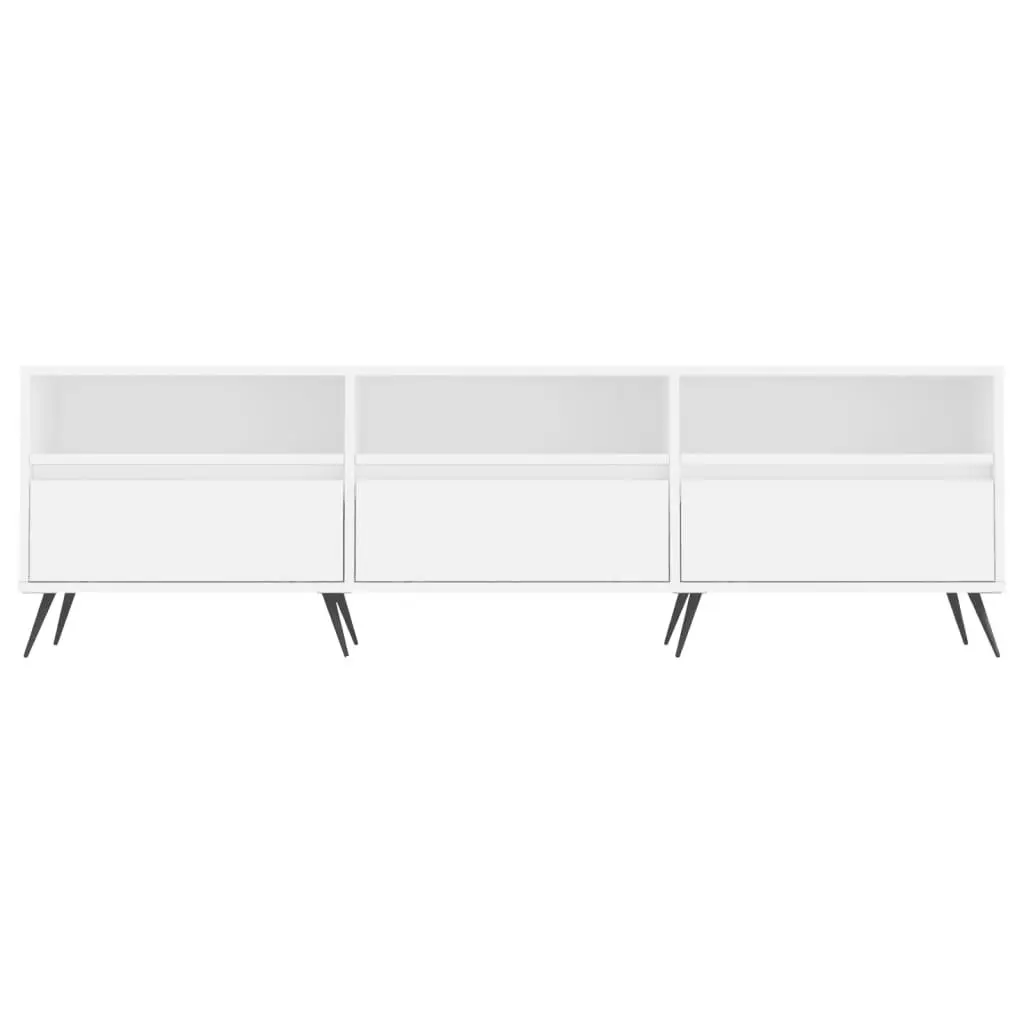 TV Cabinet Engineered Wood 150x30x44.5 cm White Storage Unit with 6 Compartments