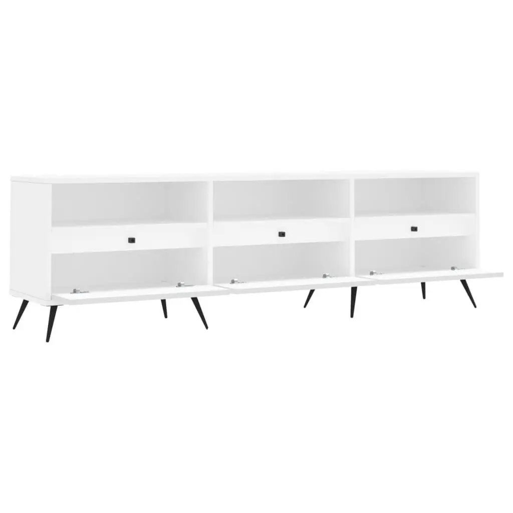 TV Cabinet Engineered Wood 150x30x44.5 cm White Storage Unit with 6 Compartments