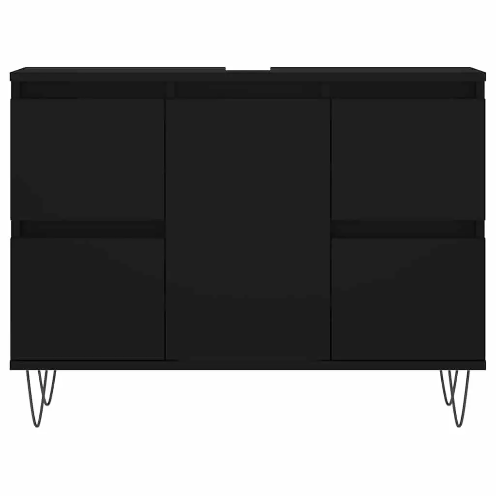 Bathroom Cabinet Black Engineered Wood 80x33x60 cm Storage with Drawers