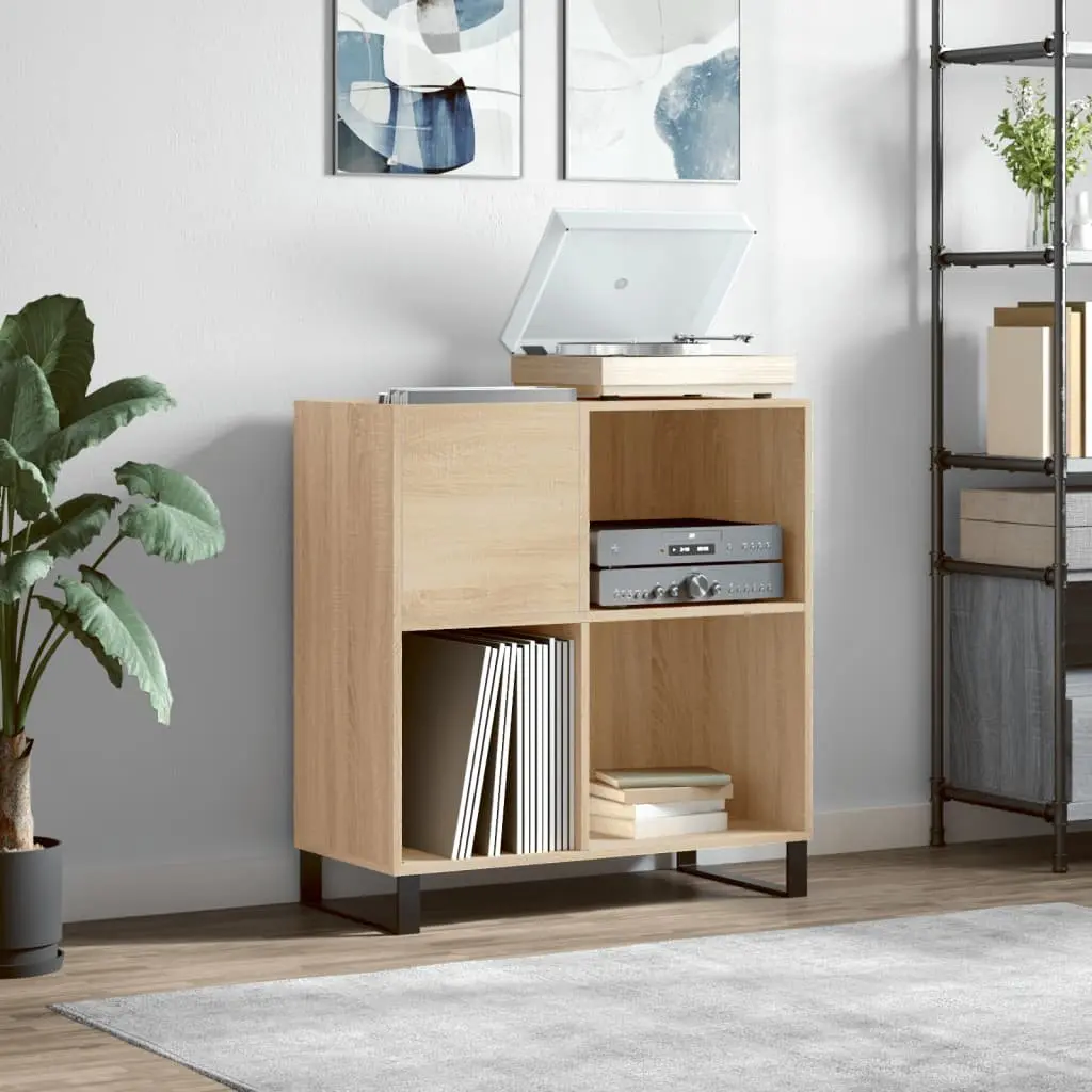 Record Cabinet Sonoma Oak Engineered Wood Storage Vinyl LP Display Organizer