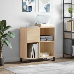 Record Cabinet Sonoma Oak Engineered Wood Storage Vinyl LP Display Organizer