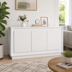 Sideboard White 102x35x55 cm Storage Cabinet 6 Compartments Engineered Wood