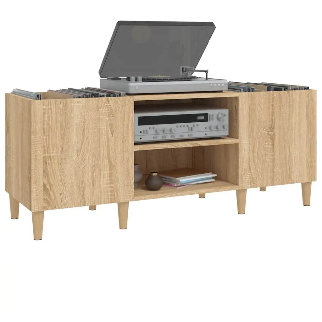 Record Cabinet Vinyl LP Organizer Engineered Wood Sonoma Oak Brown