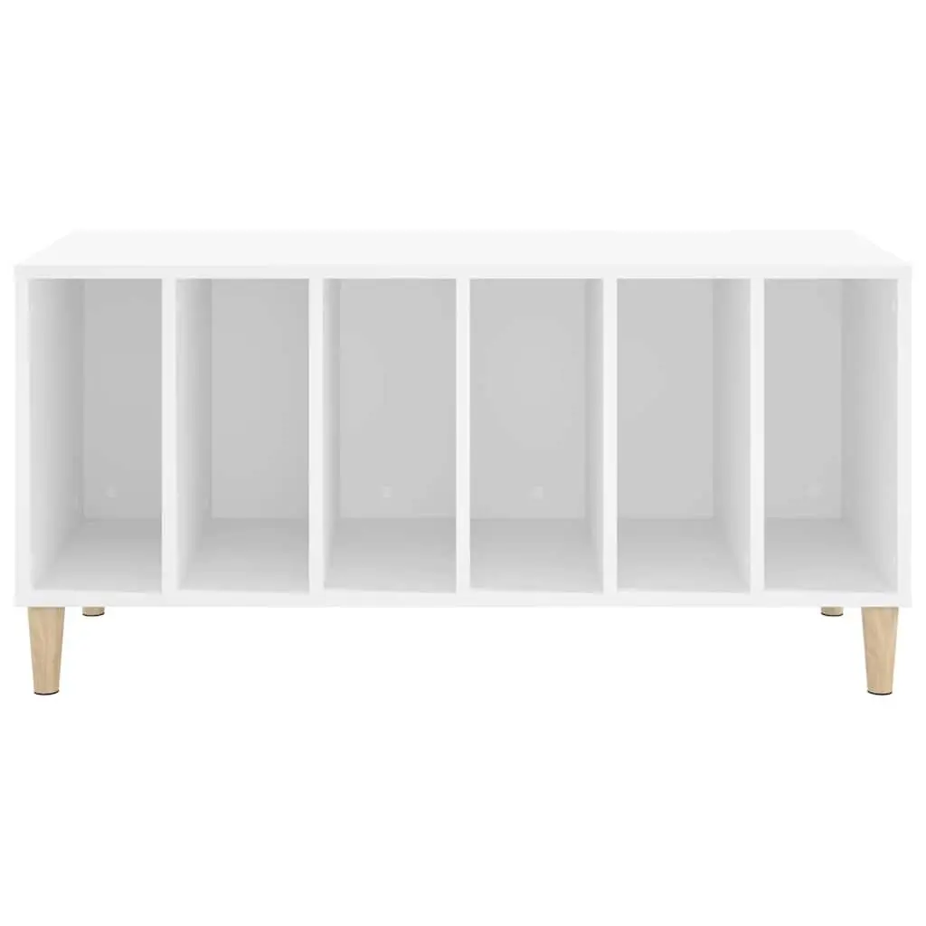 Record Storage Cabinet Spacious Interior White Engineered Wood Display Music Collection Organizer
