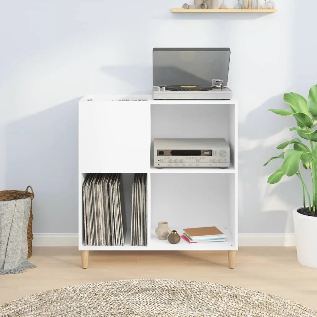 Record Cabinet White Storage Vinyl LP Display Case Engineered Wood