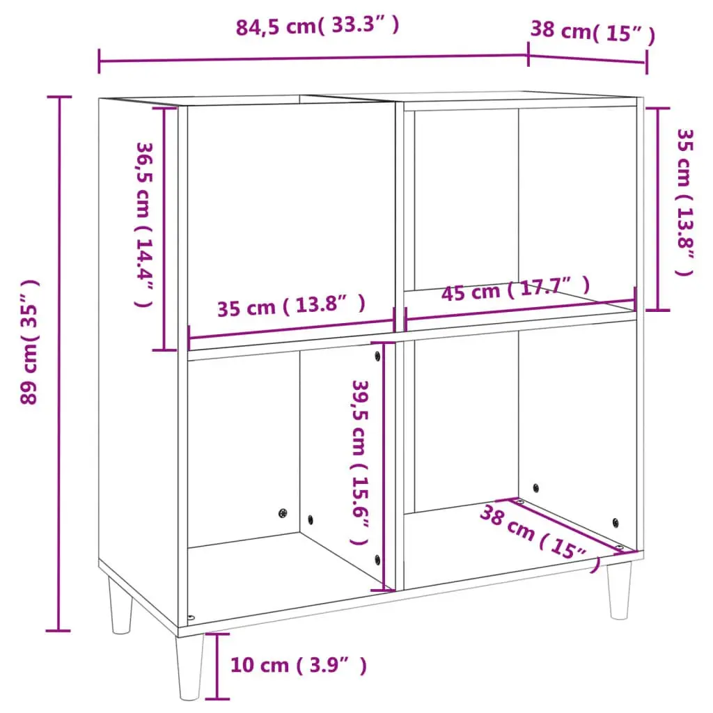 Record Cabinet White Storage Vinyl LP Display Case Engineered Wood