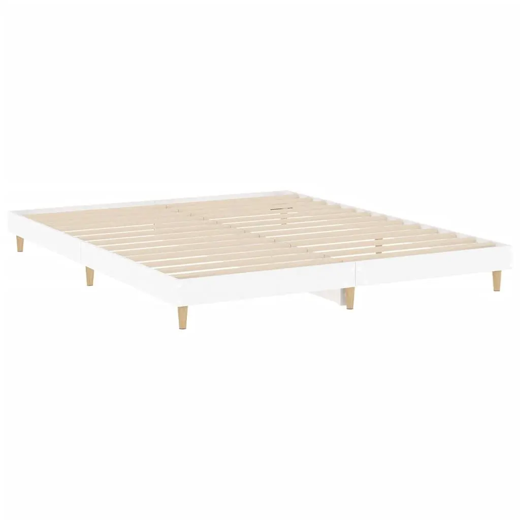 King Bed Frame Engineered Wood Platform 183x203cm White