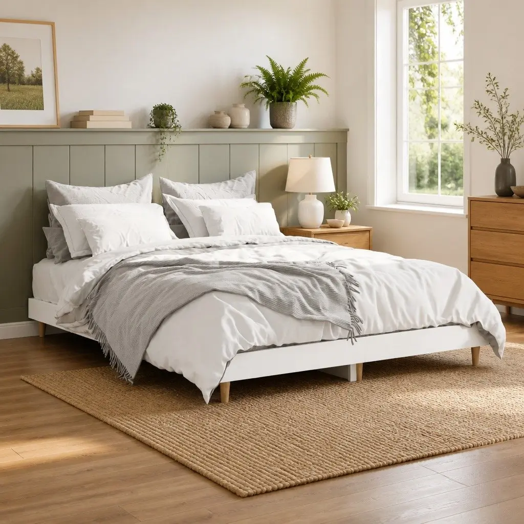Bed Frame Engineered Wood Slatted Base 135x190 cm White